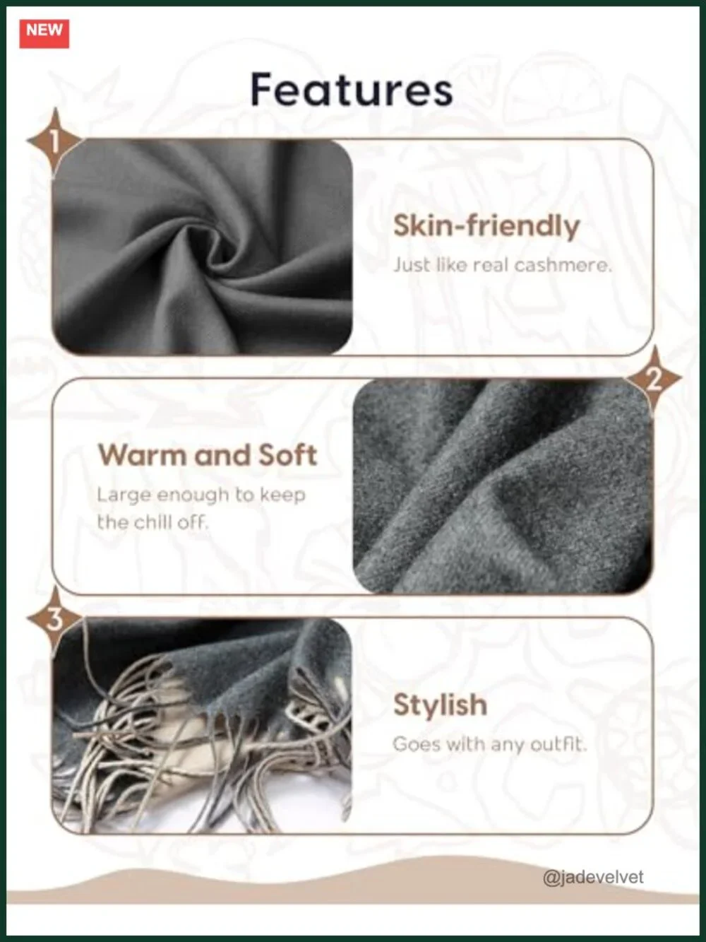 Women's Oversized Cashmere Feel Wrap Scarf Shawl Pashmina